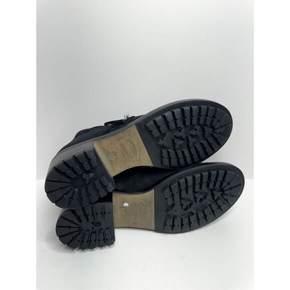 Lavorazione Ankle Booties Womens US 7 Black Leather Shearling Lace Up Block Heel - Picture 12 of 12